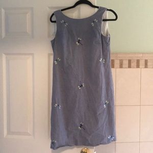 Talbots gingham dragonfly embroidered shift dress